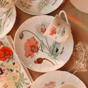 Cottagecore Vintage Flower Teacup and Snack Plate